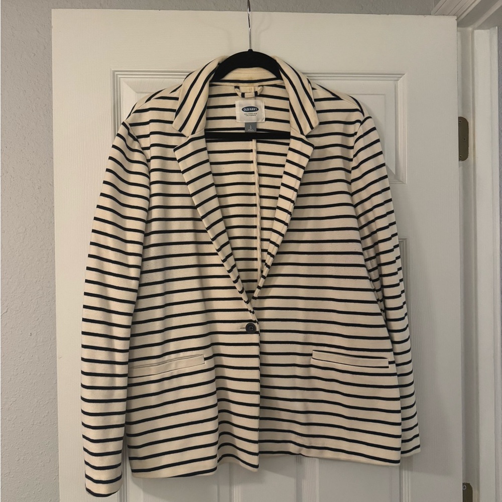 Old Navy Black and Cream Striped Blazer